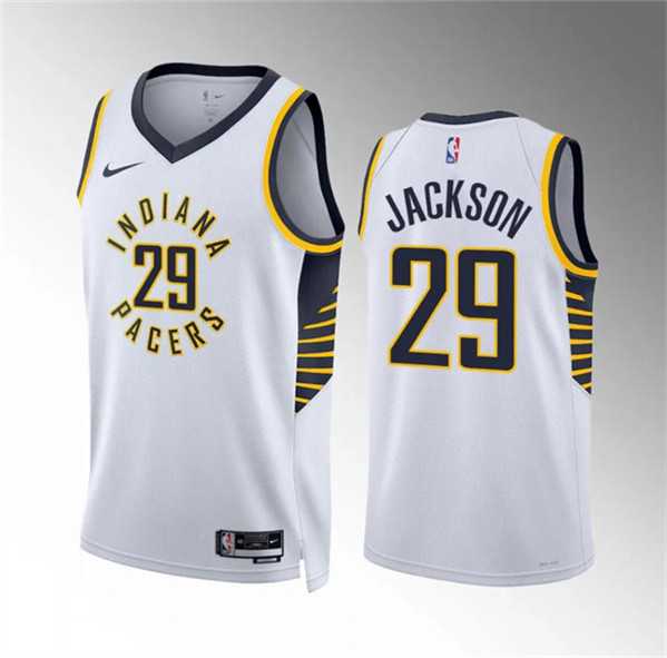 Mens Indiana Pacers #29 Quenton Jackson White Association Edition Stitched Basketball Jersey Dzhi